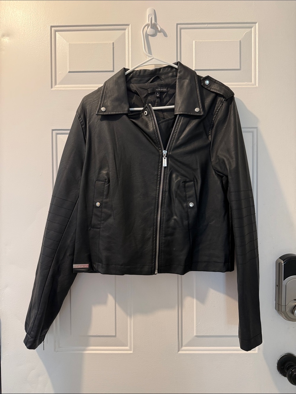 Harve Benard Black Faux Leather Moto Jacket